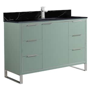 Opulence 48 in. W x 18 in. D x 33.5 in. H Single Sink Bath Vanity in Mint Green with Black Marble Top