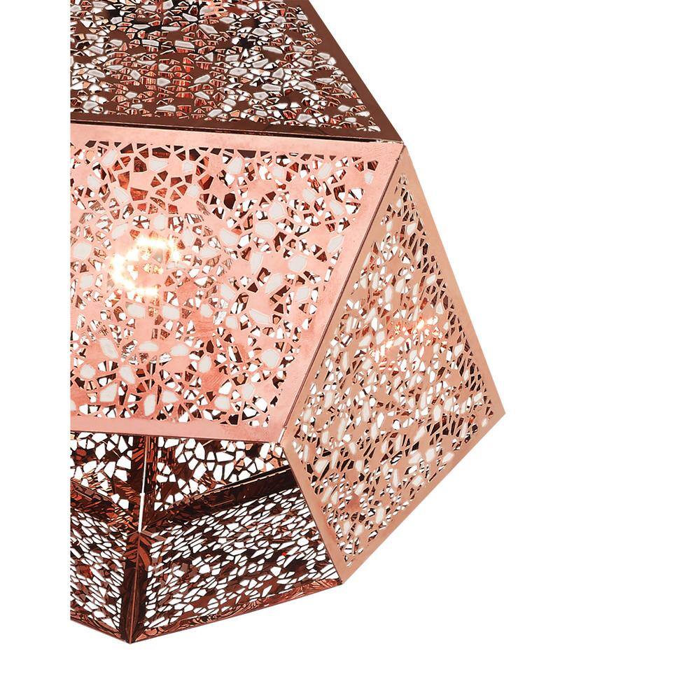 Rose Gold Filigree Metal Indoor/Outdoor LED Pendant Light