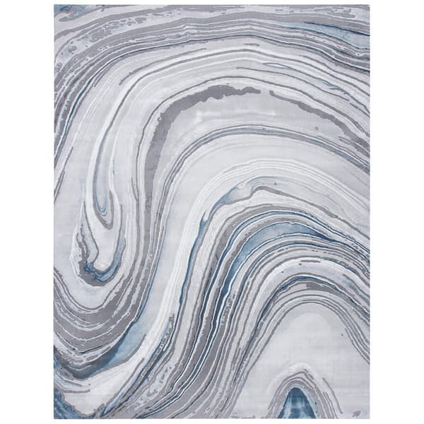 SAFAVIEH Craft Gray/Blue 9 ft. x 12 ft. Marbled Abstract Area Rug