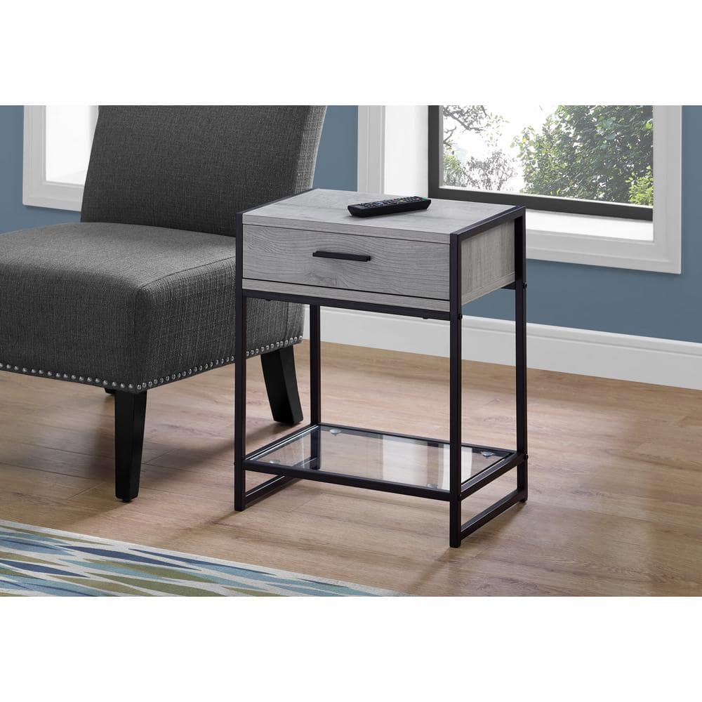 Grey and Black End Table with a Drawer HD3500 - The Home Depot