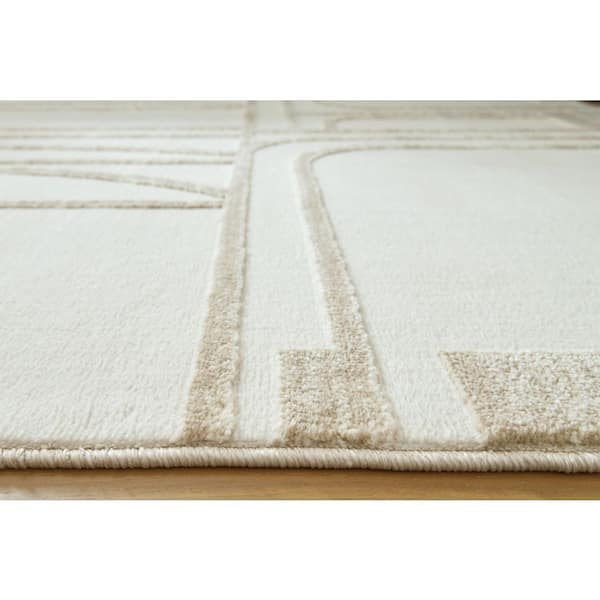 Farongrove 8 ft. x 10 ft. Beige/Light Gray Geometric Area Rug