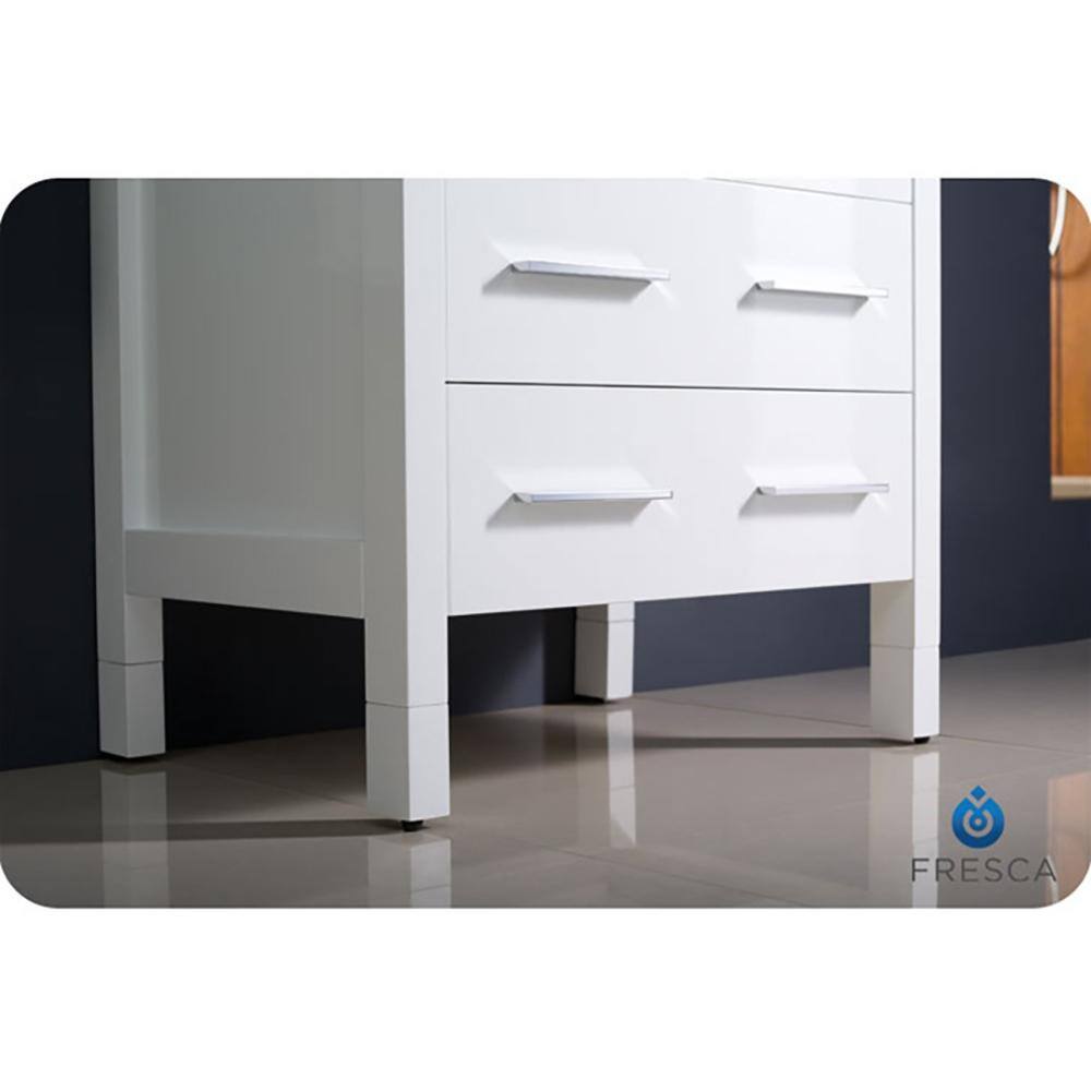 24" Modern White Engineered Wood Bathroom Vanity with Integrated Ceramic Sink