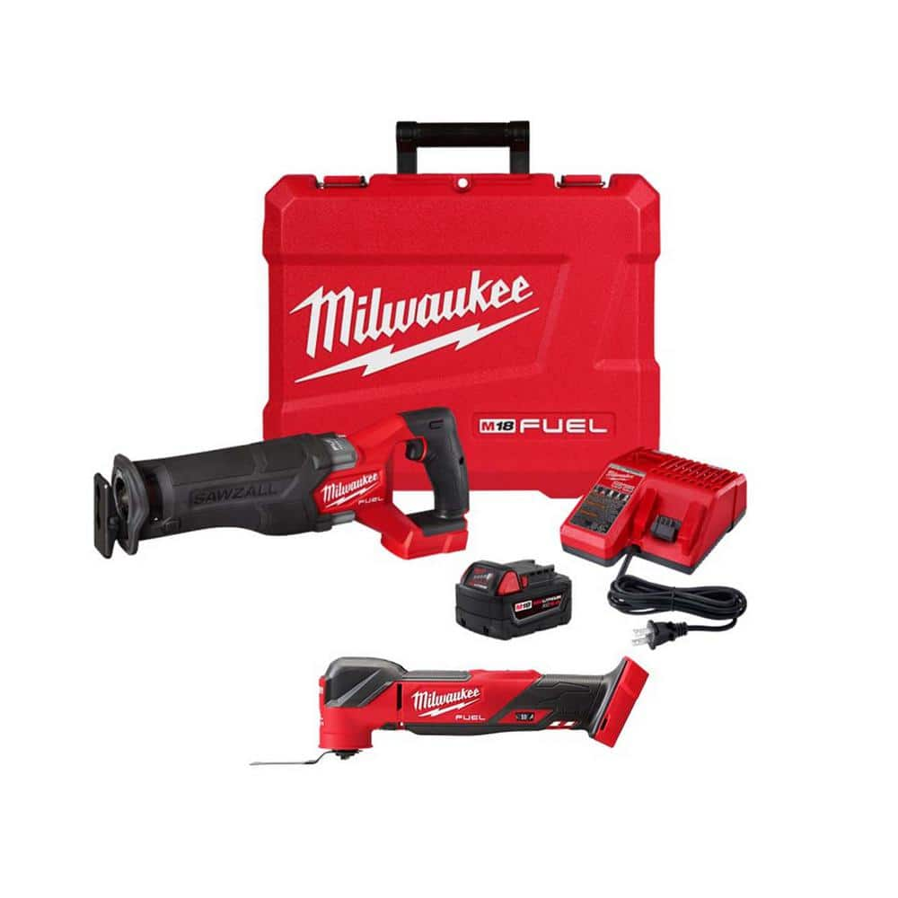 M18 FUEL 18V Lithium-Ion Brushless Cordless SAWZALL Reciprocating Saw Kit W/Oscillating Multi-Tool -  Milwaukee, 2821-21-2836-20