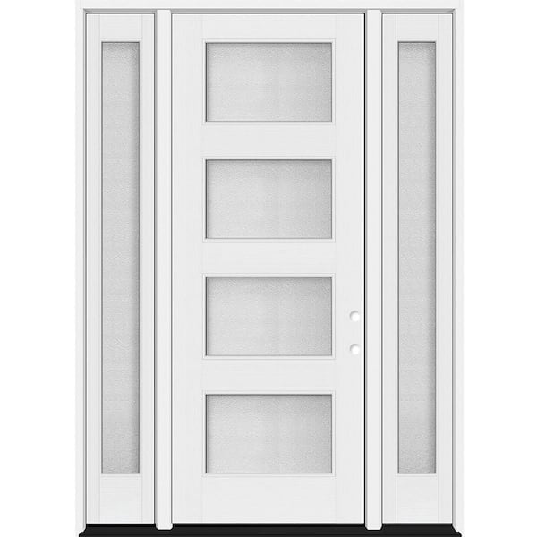 Palisade 64 in. x 96 in. 4L MicroGranite Impact Glass LHIS Unfinished Fiberglass Prehung Front Door w/Db12inSL6-9/16Jamb