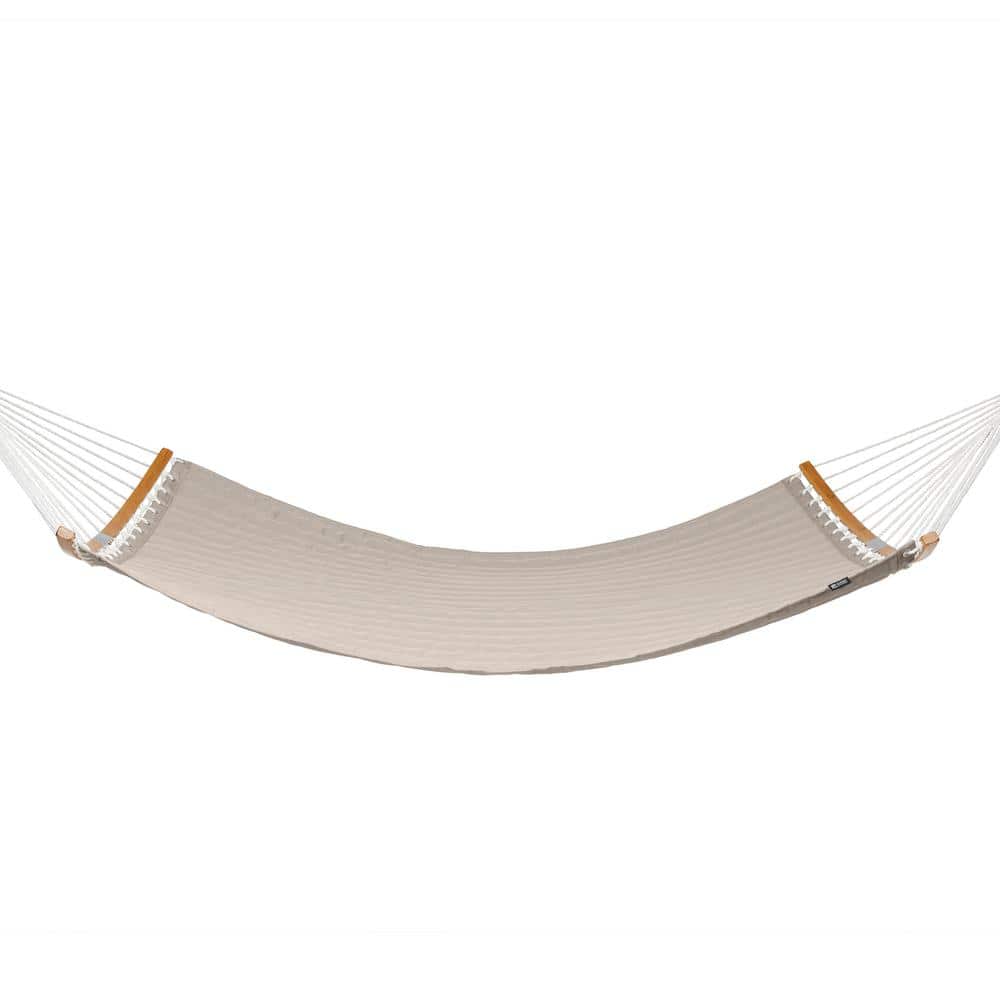 Tan Quilted Double Hammock with Bamboo Spreader Bars