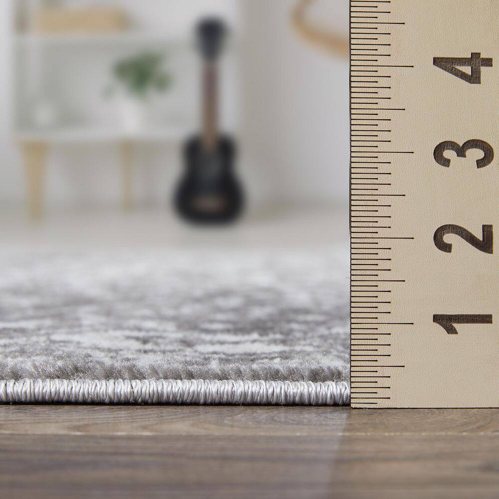 Gray 9' x 12' Synthetic Stain-Resistant Rectangular Area Rug