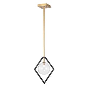 Fayres 10 in. 1-Light Black and Gold Finish Pendant Lamp