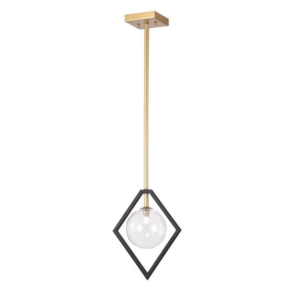 Warehouse of Tiffany Fayres 10 in. 1-Light Black and Gold Finish Pendant Lamp