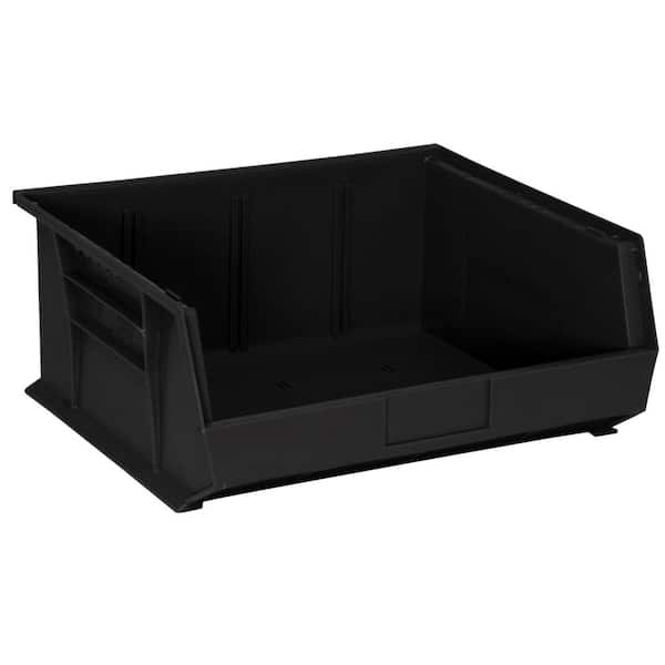 QUANTUM STORAGE SYSTEMS Ultra Series Stack and Hang 8.9 Gal. Storage Bin in Black (6-Pack)