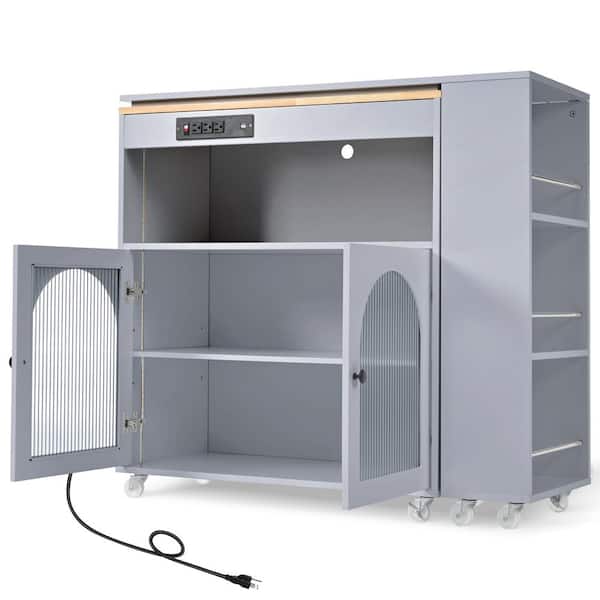 COWLOWN 33.2 in. W x 15.75 in. D x 37.1 in. H Bathroom Gray Linen Cabinet