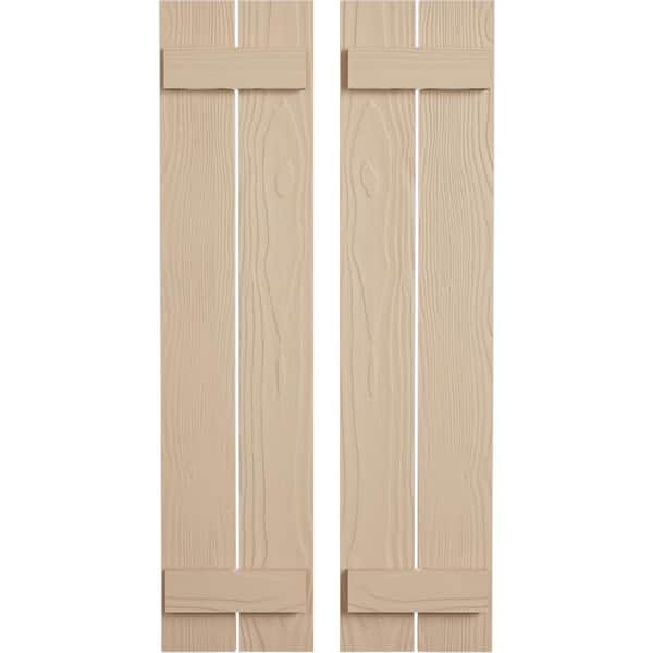 Ekena Millwork 11.5 in. x 38 in. Timberthane Polyurethane 2-Board Spaced Board-n-Batten Sandblasted Faux Wood Shutters Pair