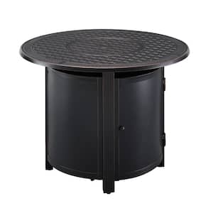 Woodberry 34 in. Round Aluminum 34 in. x 24.5 in. LPG Fire Pit Kit in Antique Bronze