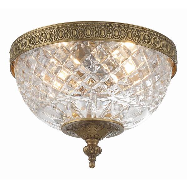 Crystorama Ceiling Mount 8 in. 2-Light Olde Brass Flush Mount