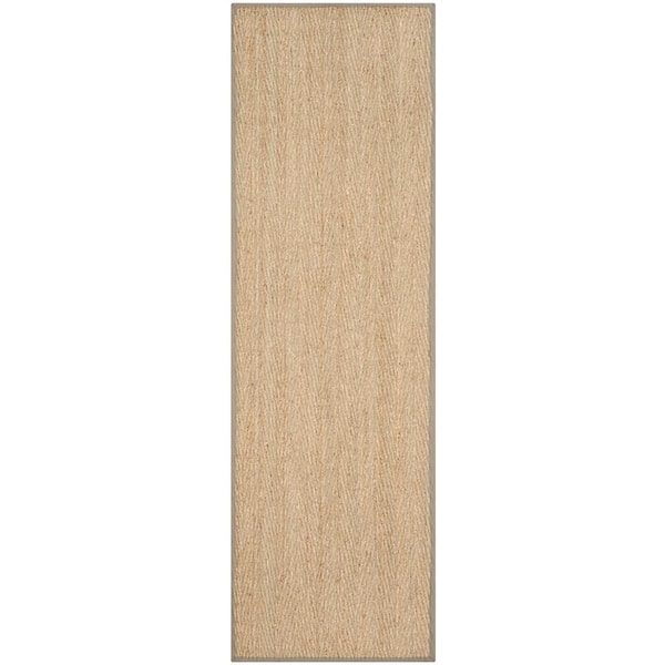 SAFAVIEH Natural Fiber Beige/Gray 3 ft. x 8 ft. Border Runner Rug