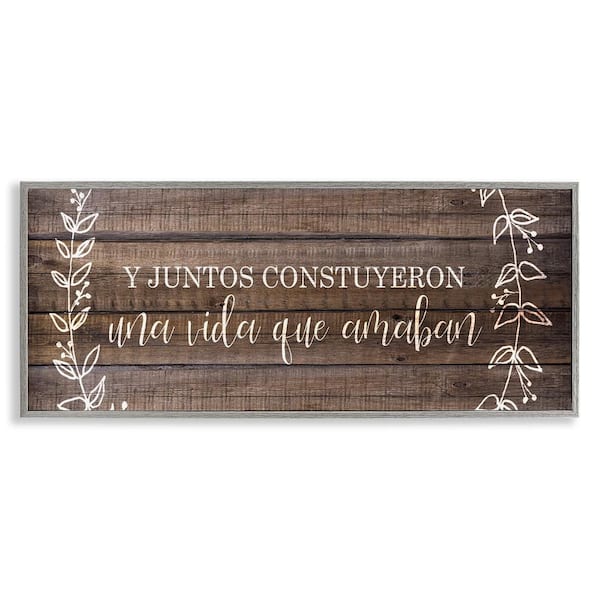 Stupell Industries Rustic Together We Built by Kim Allen Gray Framed Typography Giclee Art Print 13 in. x 30 in.