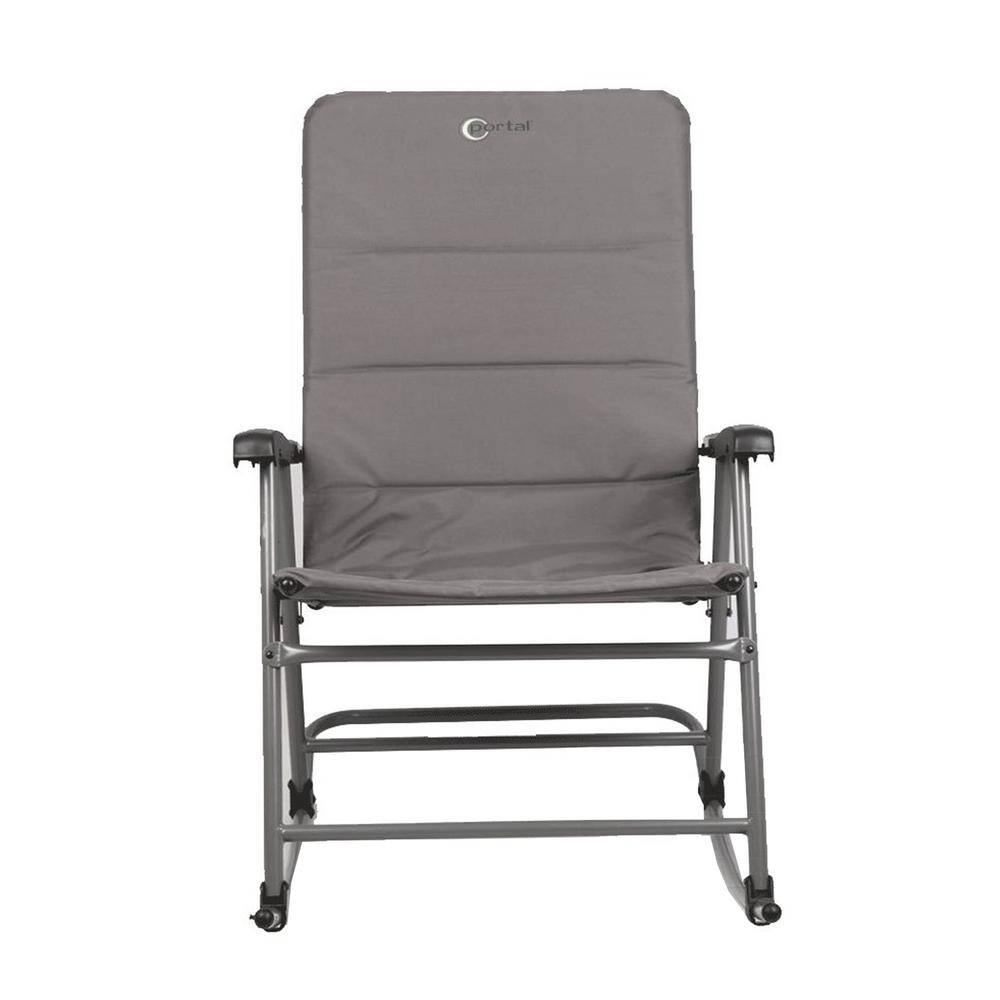 Portal Steel Outdoor Wide Portable Flat Folding Camping Rocking Chair
