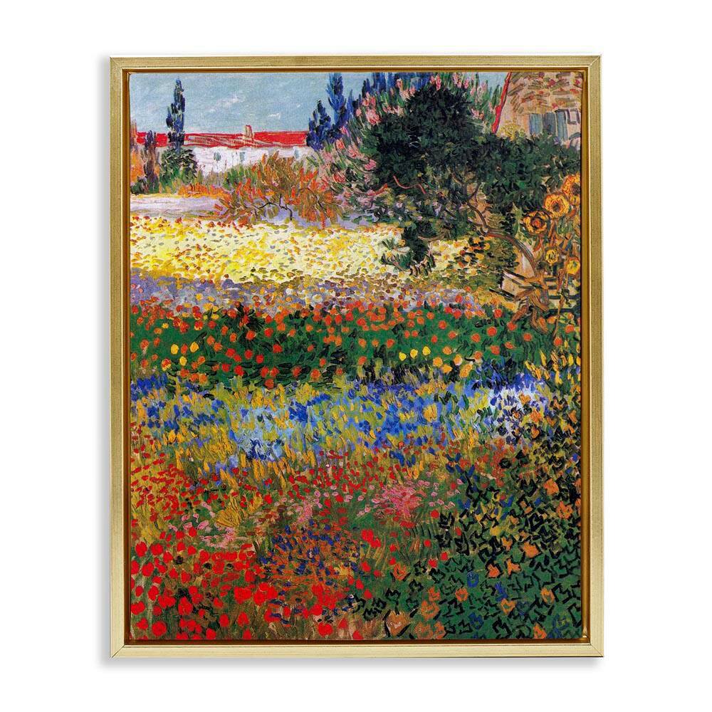 Flower Garden Van Gogh Vivid Painting by one1000paintings Gold Floater Frame Graphic Art Print Nature 17 in. x 21 in. price history on PriceWatchPro