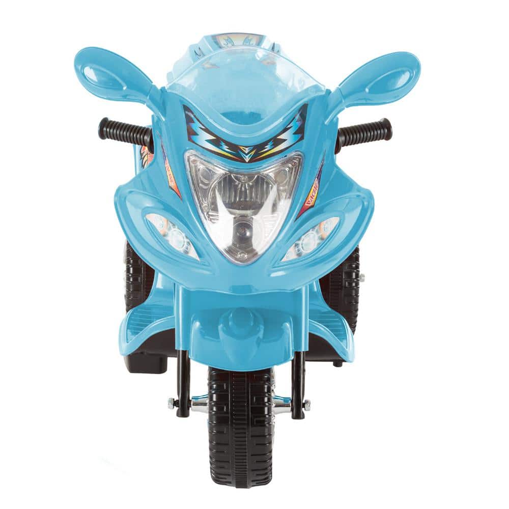 Toy Time Kids Motorcycle - 3-Wheel Electric Ride-On Car with Reverse, Sounds, Headlights - Blue