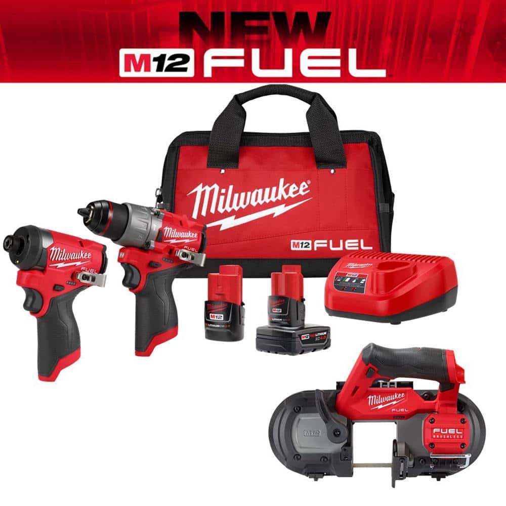 Milwaukee M12 FUEL 12-Volt Lithium-Ion Brushless Cordless Hammer Drill/Impact Driver Combo Kit (2-Tool) with Sub Compact Band Saw -  3497-22-2529