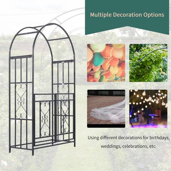 Tenleaf 45 in. x 81 in. Black Metal Garden Arch Arbor Tenleaf 45 in. x 81 in. Black Metal Garden Arch Arbor