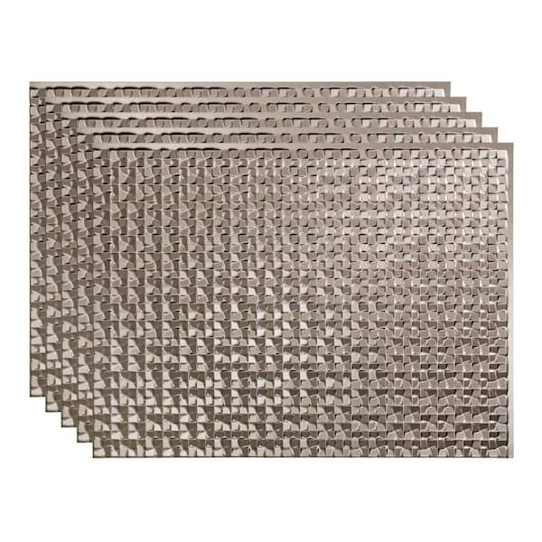 18.25 in. x 24.25 in. Terrain Vinyl Backsplash Panel in Brushed Nickel (5-Pack)