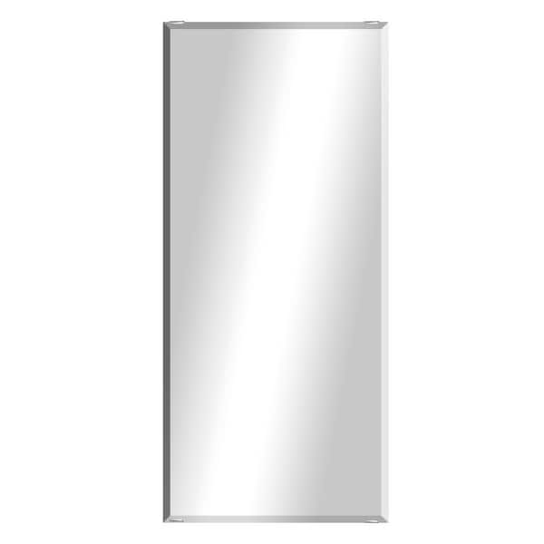 Unbranded Modern Rustic (26.5in. W x 60in. H) Frameless Rectangular Beveled Wall Mirror with Chrome Square Clips