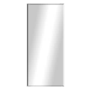 Modern Rustic (25in. W x 65.5in. H) Frameless Rectangular Beveled Wall Mirror with Chrome Square Clips
