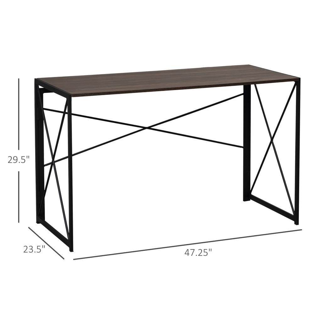 Brown Foldable Wood and Metal Writing Desk