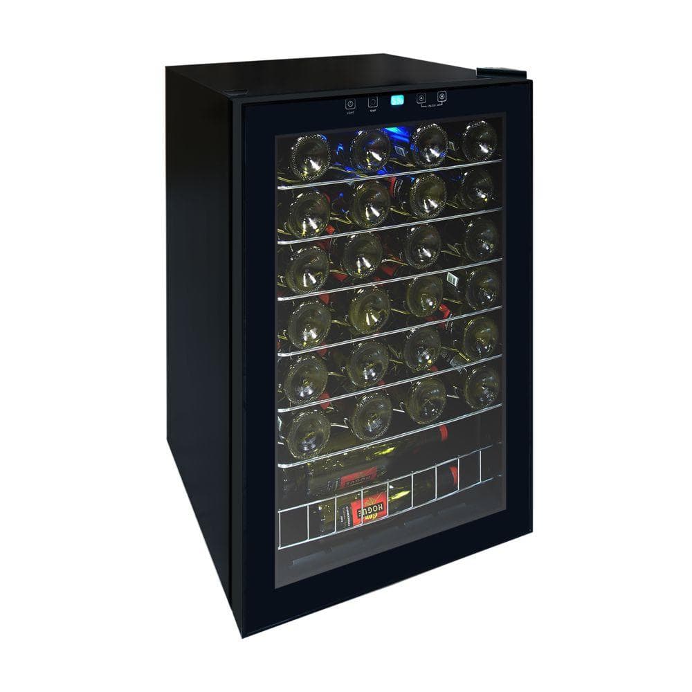 All Black Freestanding Digital Wine Cooler with Glass Door