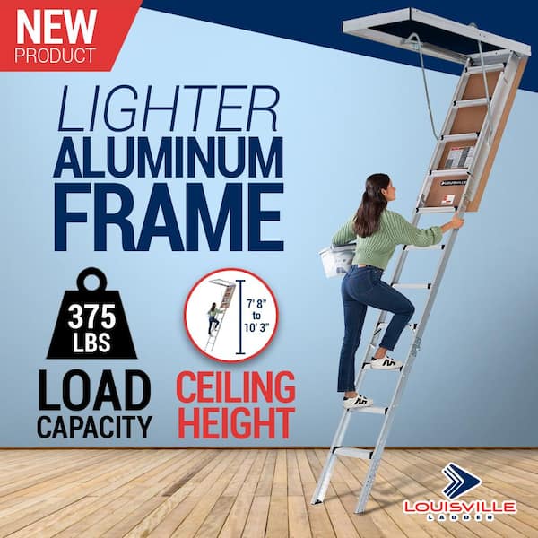 7.8 ft. - 10.3 ft. Ceiling Height Aluminum Attic Ladder(22.5 in. x 54 in. Rough Opening) 375 lbs. Type IAA Load Capacity