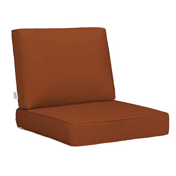 Uixe 23 in. x 24 in. 18 in. x 23 in. 2-Piece Deep Seat Rectangle Outdoor Lounge Chair Cushion/Back Pillow Set in Orange