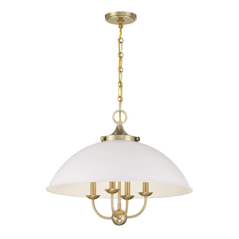 Monterey 60-Watt 22 in. W x 18 in. H 4-Light White/Warm Brass Pendant Light, No Bulbs Included price history on PriceWatchPro