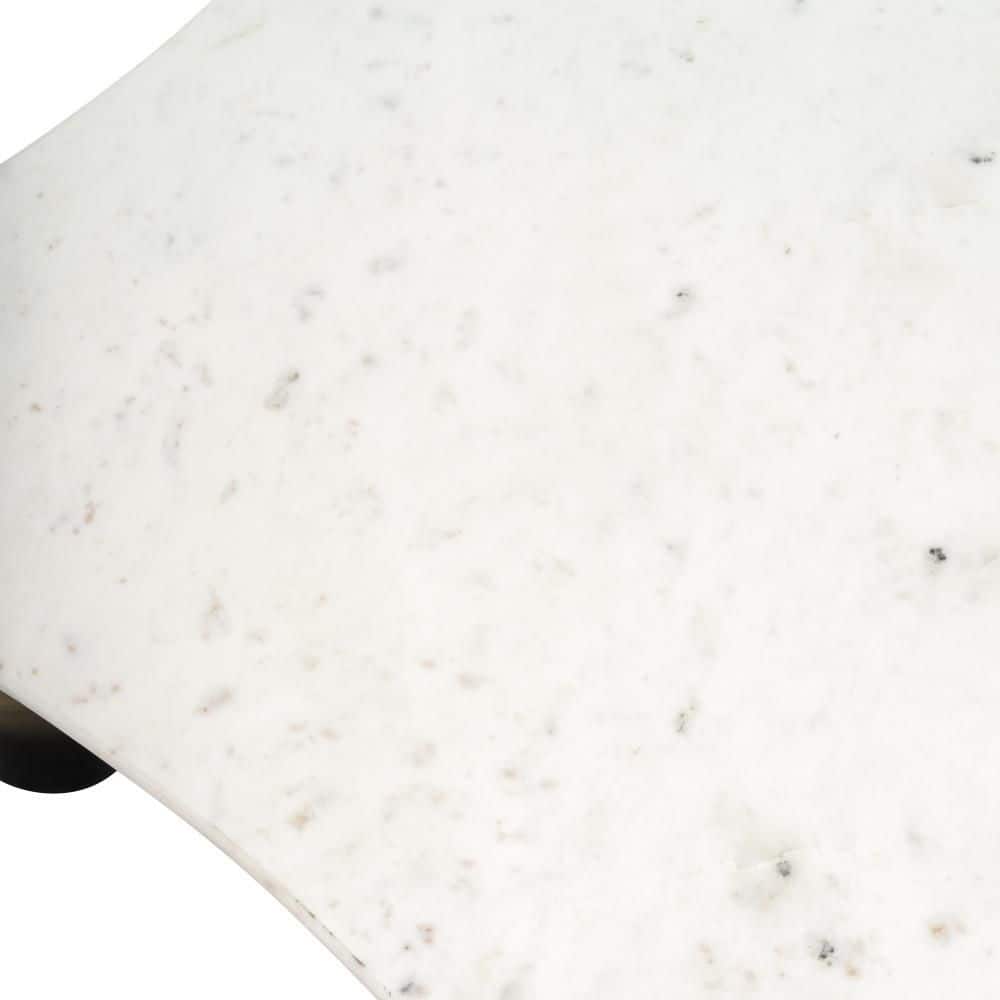 White Marble and Gold Metal Square Coffee Table