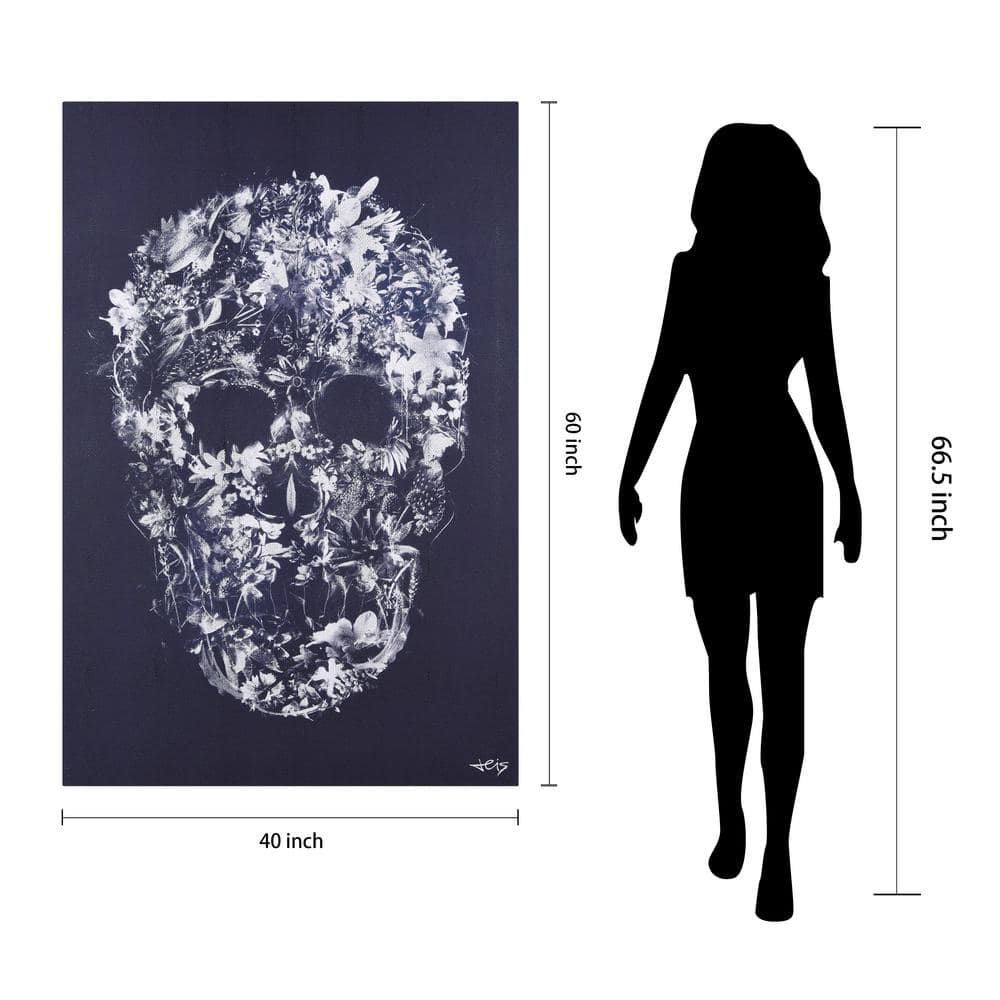 Ethereal Skull Silver Shagreen Wrapped Canvas Wall Art