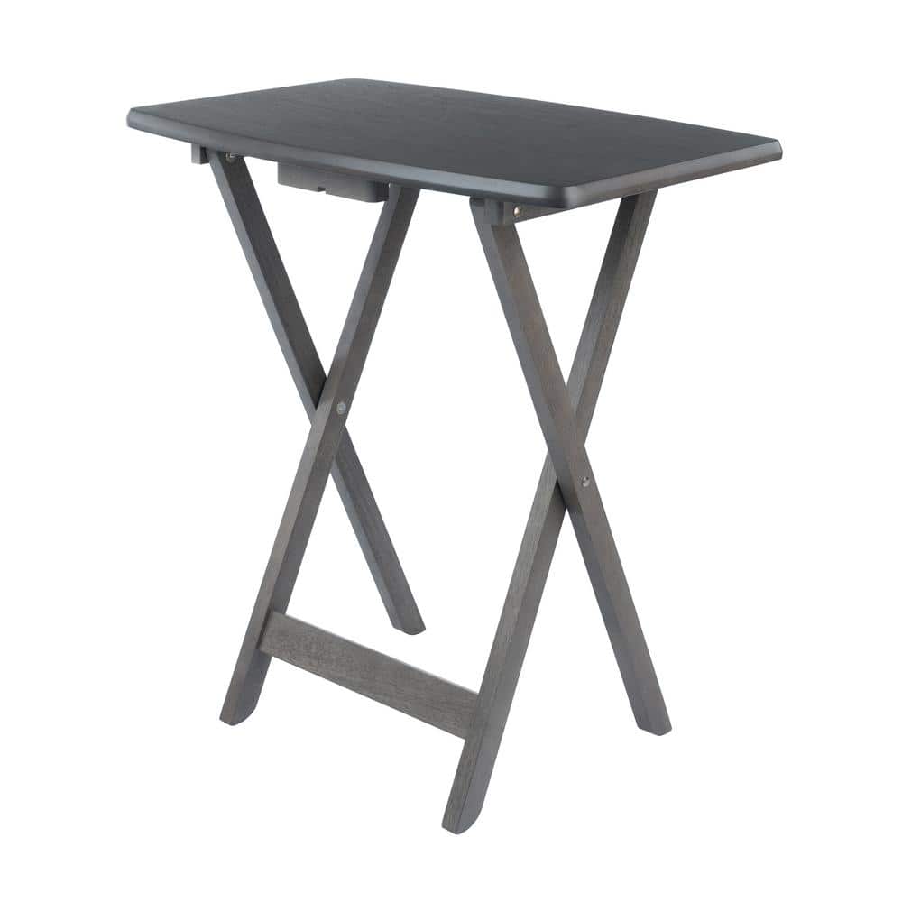 Oyster Gray 5-Piece Transitional Snack Table Set with Storage Stand