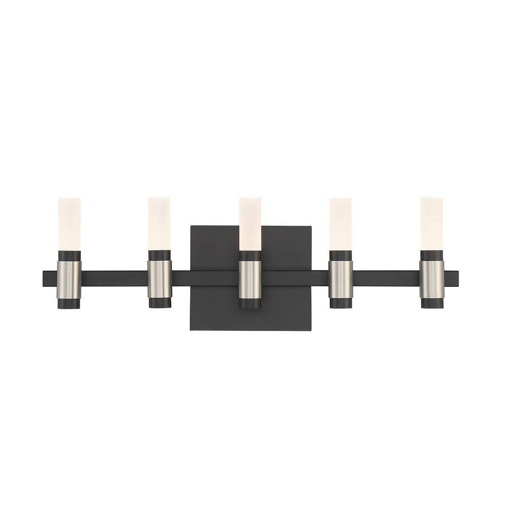 Eurofase Albany 20 in. 5Light Black/Nickel Integrated LED Vanity Light Bar with Frosted Acrylic