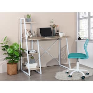 Computer Desk with 4 Tier Storage 40.2in Long Shelves Large L-Shaped Table, White