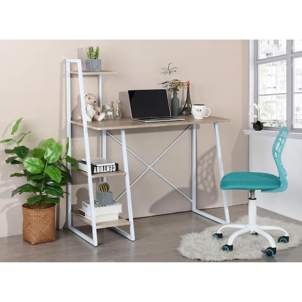 Homy Casa Computer Desk with 4 Tier Storage 40.2in Long Shelves Large L-Shaped Table, White