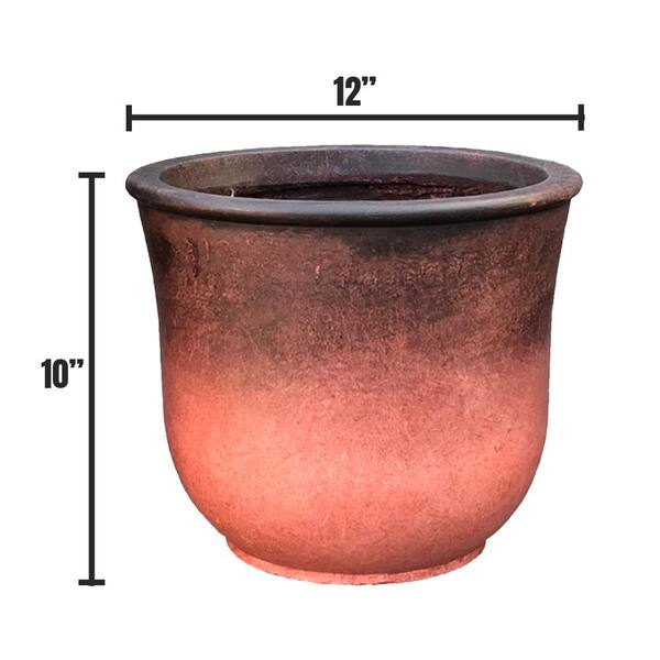 DurX-litecrete 11.81 in. x 9.84 in. H Red Lightweight Concrete Vibrant Ombre Tulip Small Planter