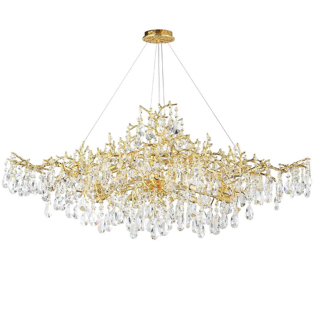 14-Lights Gold Luxury Crystal Linear Chandelier, Modern Branch Chandelier for Dinning Room, Kitchen, Living Room price history on PriceWatchPro