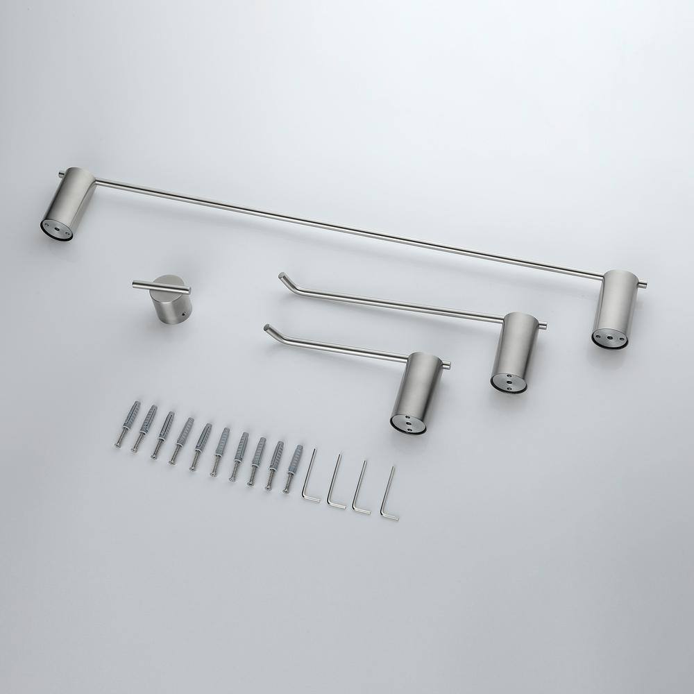 Brushed Nickel 4-Piece Stainless Steel Bath Hardware Set