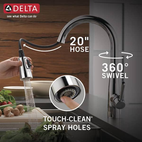 Delta Essa Single Handle Pull Down Sprayer Kitchen Faucet With Magnatite Docking In Chrome 9113 Dst The Home Depot