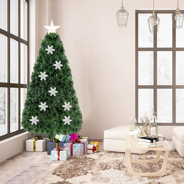 Costway 5 ft. Pre-Lit Fiber Optic Artificial Christmas Tree