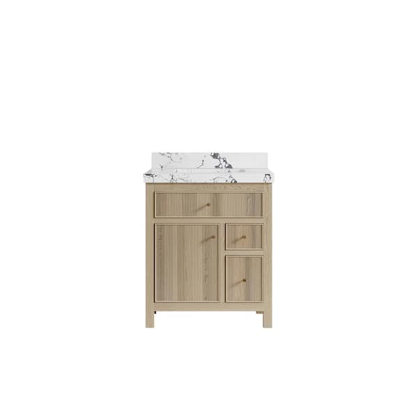 Willow Collections Sonoma Oak 30 in. W x 22 in. D x 36 in. H Single Sink Bath Vanity Center in White Oak with 2 in. Viola Night Qt. Top