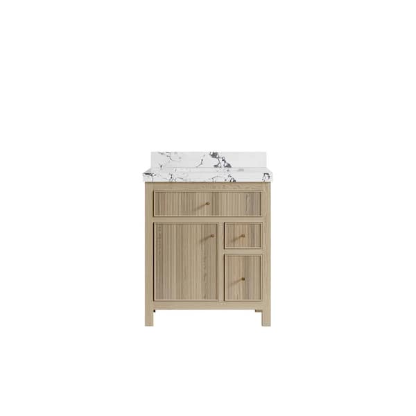 Willow Collections Sonoma Oak 30 in. W x 22 in. D x 36 in. H Single Sink Bath Vanity Center in White Oak with 2" Viola Night Qt. Top