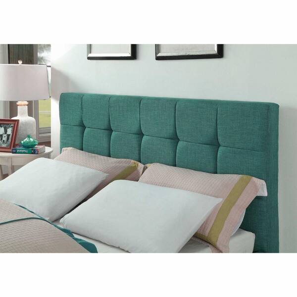 Homeroots Ine Blue Queen Bed With, Teal Blue Upholstered Headboard