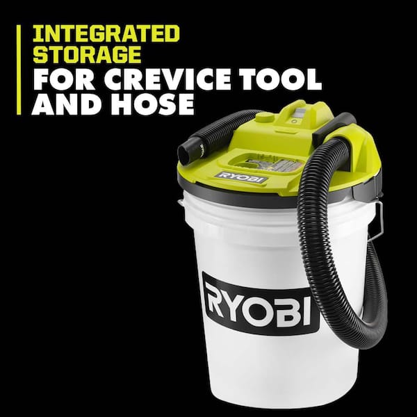 RYOBI ONE+ 18V Cordless 6 Gal. Wet Dry Vacuum Kit with 4.0 Ah Battery, Charger, and7 ft. x 1-7/8 in. Replacement Hose
