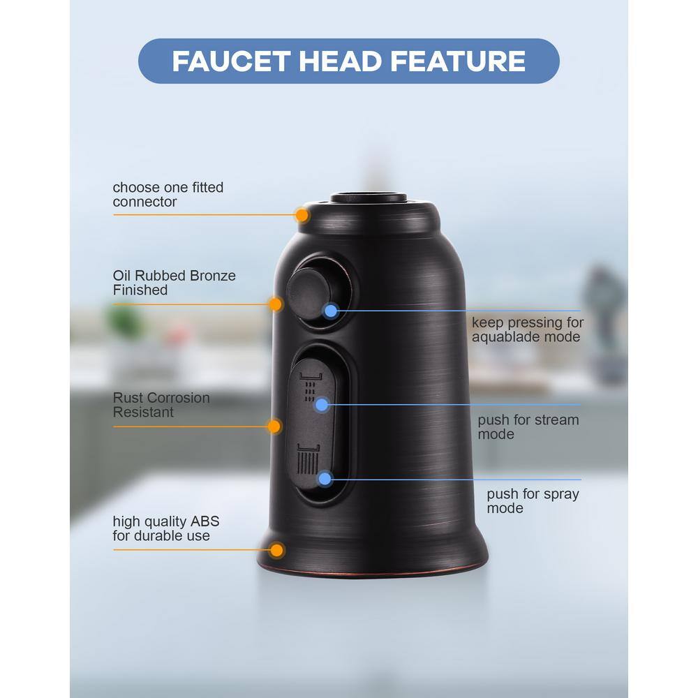 Oil Rubbed Bronze 3-Function Kitchen Faucet Spray Head with Adapters