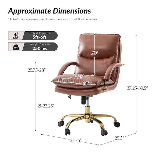 JAYDEN CREATION Calel Brown Genuine Leather Swivel Office Chair