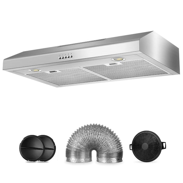 30 in. 450 CMF Convertible Ductless Under Cabinet Range Hood w/ 3-Speed Mechanical Control 2-Led Lights, Stainless Steel